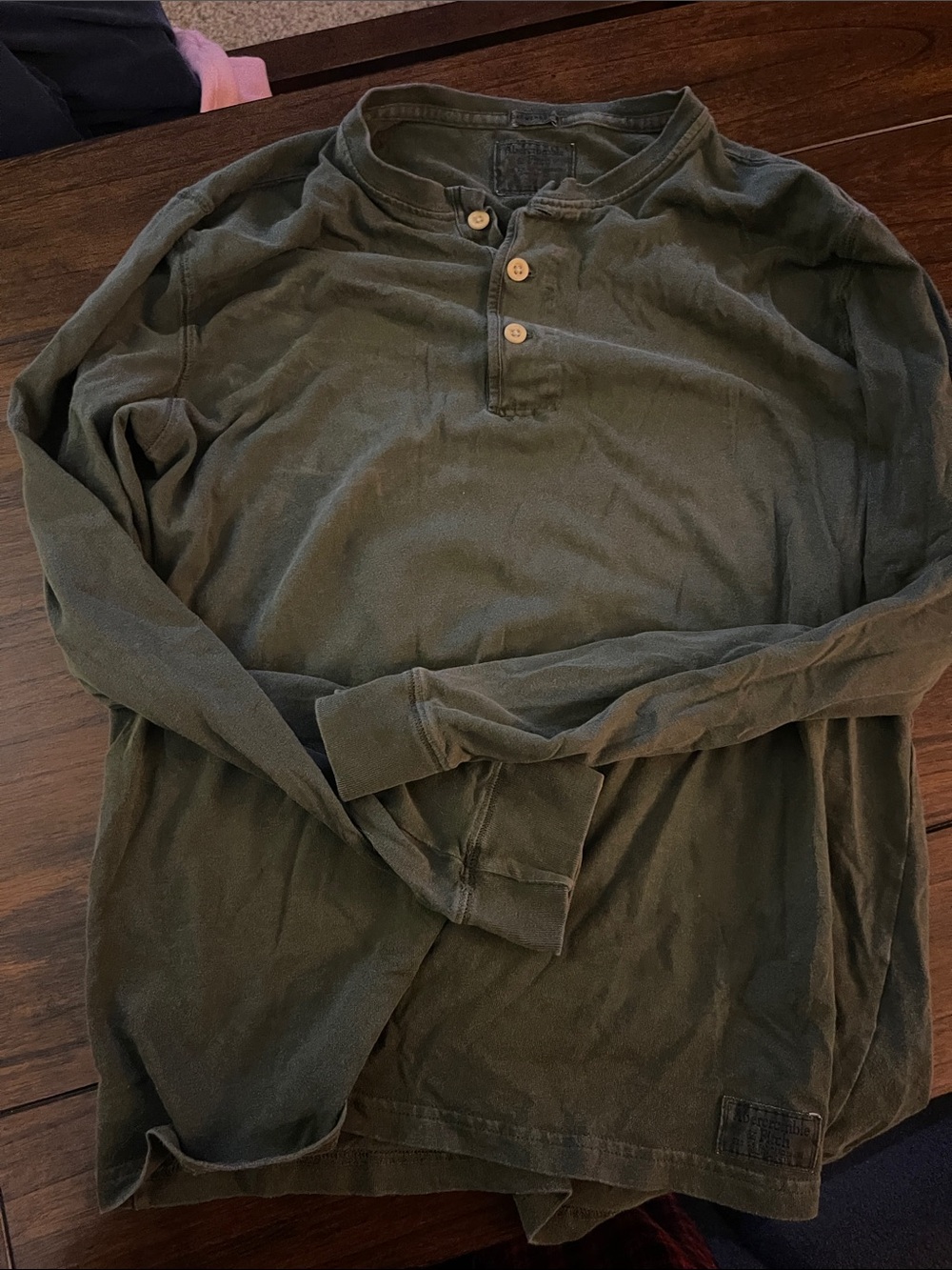 Abercrombie & Fitch Olive Green Long-Sleeve Henley